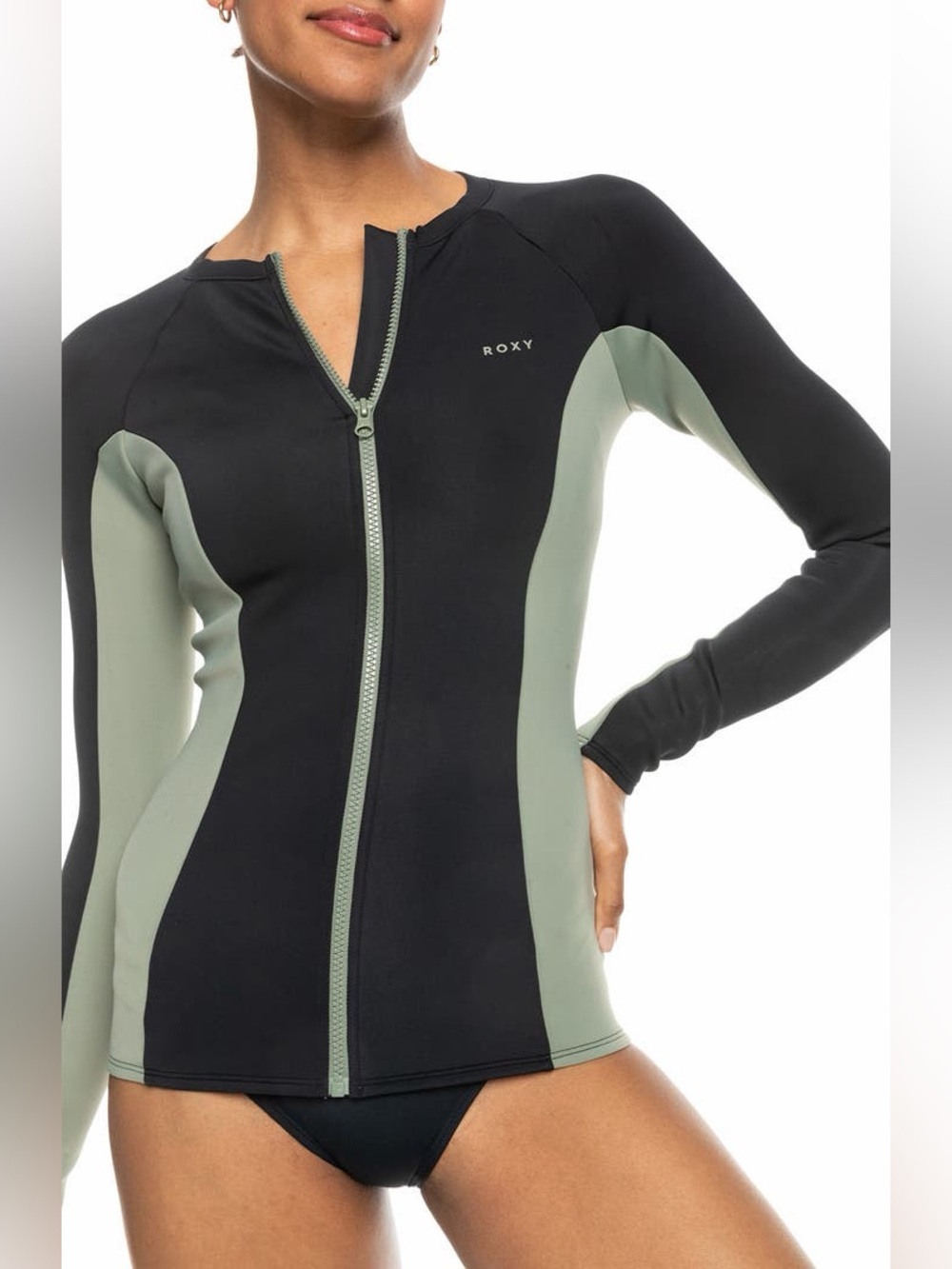 ROXY PRO WAVE LONG SLEEVE FRONT ZIP RASH VEST - ANTHRACITE XL - Picture 3 of 14